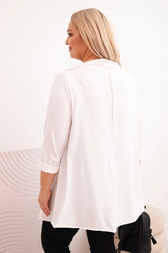 36794_2 Moteriška asimetrinė medvilninė bluzona Plus Size su surišamu rankovu - Image 3