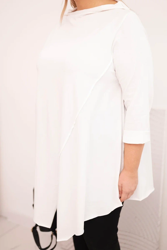 36794_4 Moteriška asimetrinė medvilninė bluzona Plus Size su surišamu rankovu - Image 4