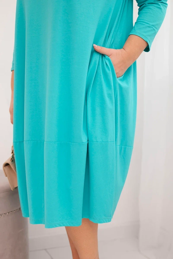 36802_3 Moteriška medvilninė suknelė Plus Size su užlenktais rankovėmis ir kišenėmis - Image 4