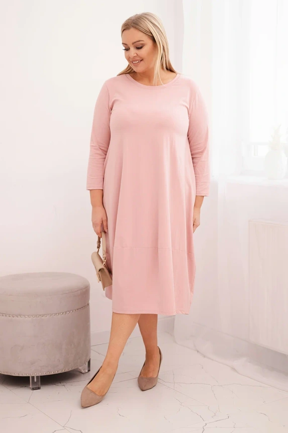 36807_1 Moteriška medvilninė suknelė Plus Size su pasukamais rankovėmis ir kišenėmis - Image 2