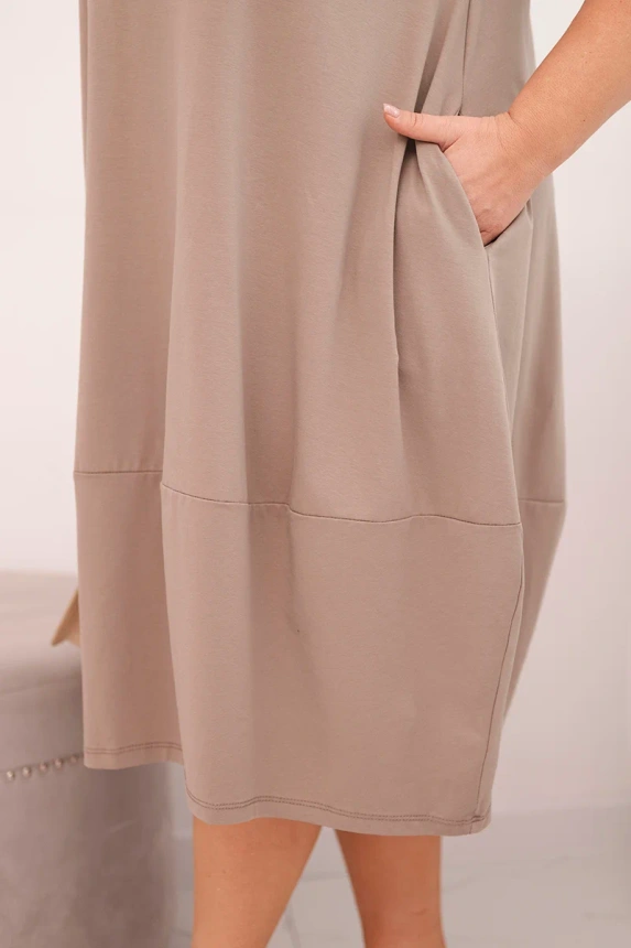 36812_3 Moterski baweginis suknelė Plus Size su apvartu rankovėmis ir kišenėmis fango. - Image 4