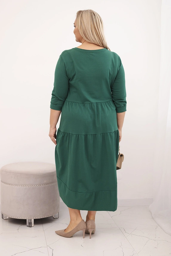 36814_2 Moteriška medvilninė suknelė Plus Size su volanais ir pasuktais rankovėmis - Image 3