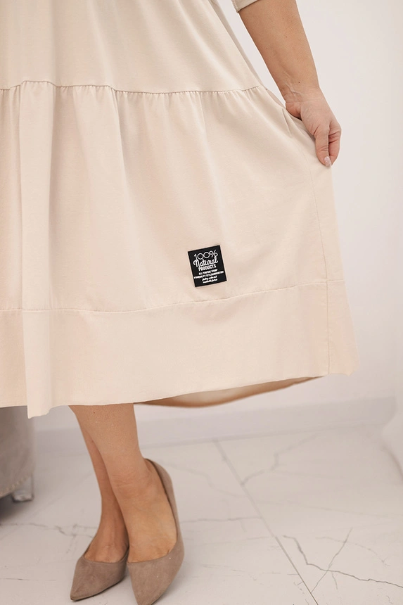 36818_4 Moteriška medvilninė suknelė Plus Size su volanais ir apvytu rankovėmis bežinė - Image 4