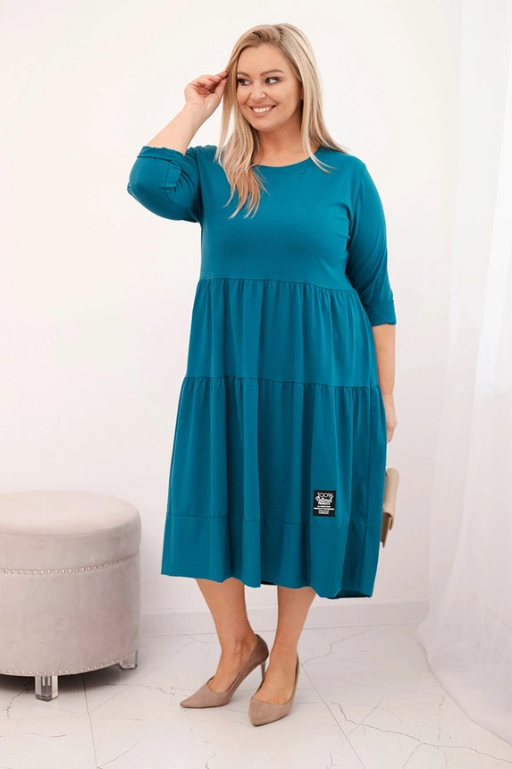 36820_1 Moteriška medvilninė suknelė Plus Size su volanais ir apverstomis rankovėmis jūros - Image 2