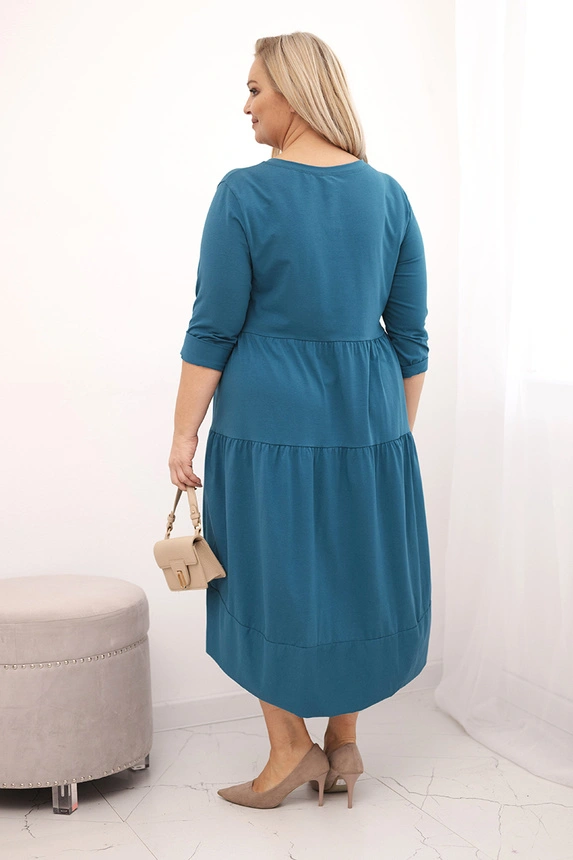 36820_2 Moteriška medvilninė suknelė Plus Size su volanais ir apverstomis rankovėmis jūros - Image 3