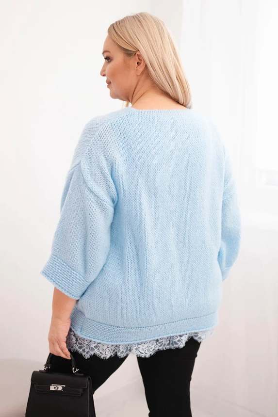 36837_2 Moteriškas su V formos iškirpte ir vizkozine bluzone su nėriniu apačioje - Image 3