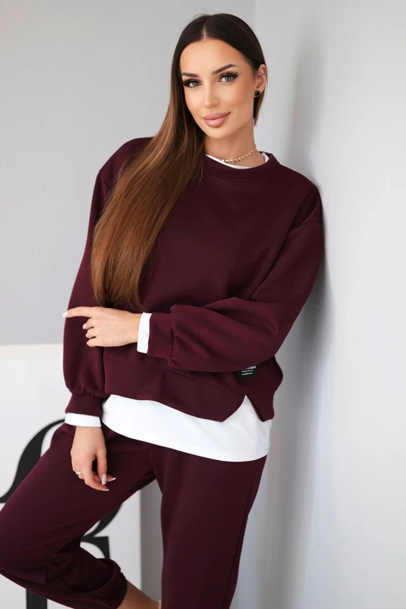 36862_3 Moteriškas su laisvu džemperiu ir treningo kelnėmis sliwka