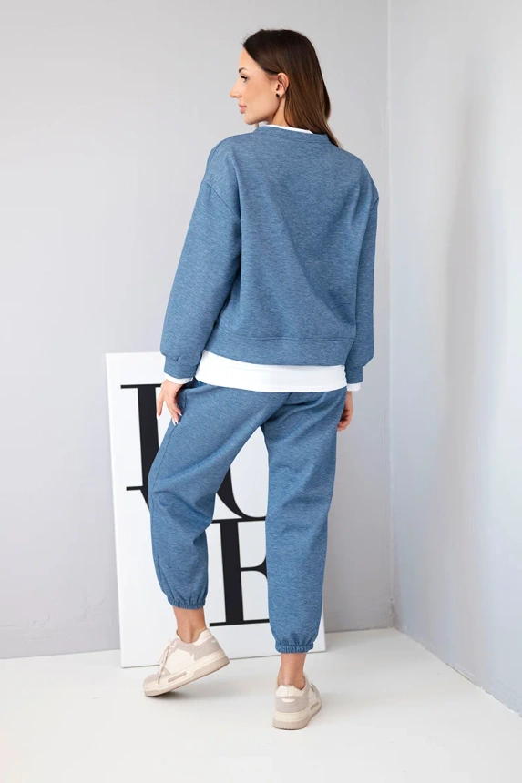 36869_2 Moteriškas su laisva palaidine ir melanžo kelnėmis - Image 3