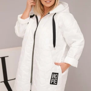 Moteriška Plus Size pamušalinė striukė su gobtuvu ir užrašu HOPE