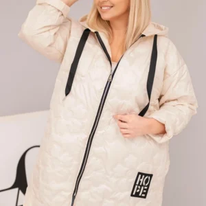 Moteriška Plus Size pamušaluota striukė su gobtuvu ir užrašu HOPE šviesiai
