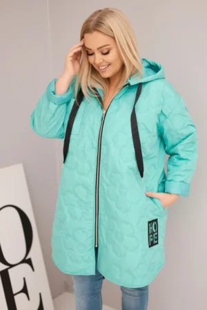 Moteriška Plus Size pūkinė striukė su gobtuvu ir užrašu HOPE