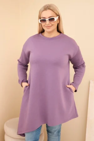 Moteriška Plus Size suknelė iš viskozės su laisvu siluetu ir ilgomis rankovėmis
