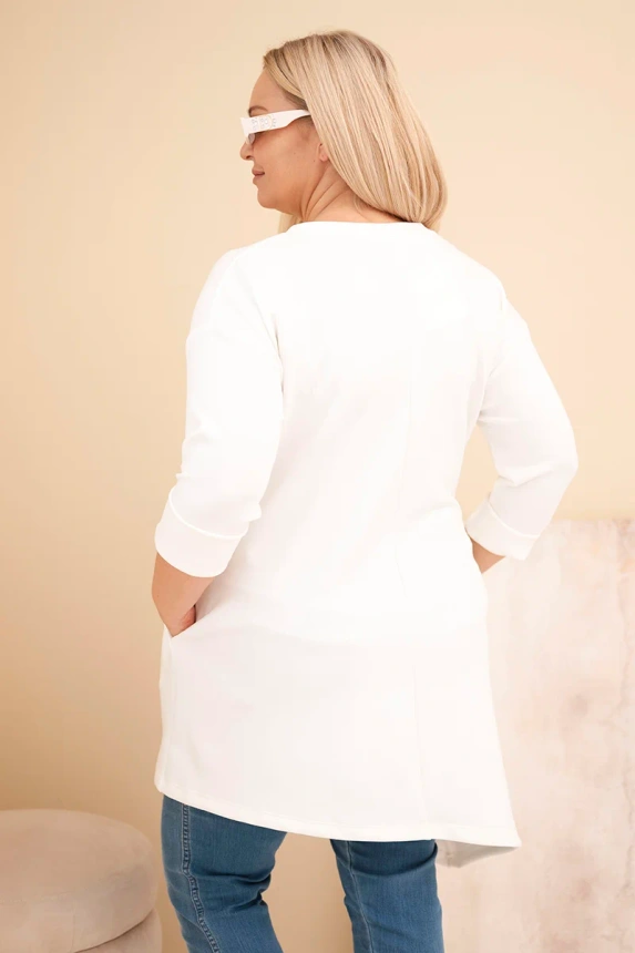 36897_2 Moteriška Plus Size suknelė iš viskozės laisvo silueto su ilgomis rankovėmis ecru - Image 3