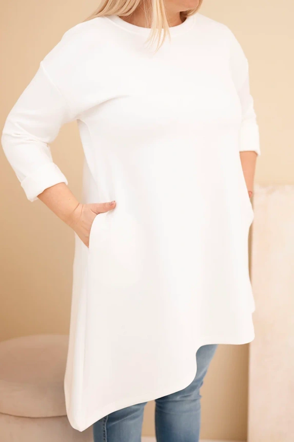 36897_3 Moteriška Plus Size suknelė iš viskozės laisvo silueto su ilgomis rankovėmis ecru - Image 4