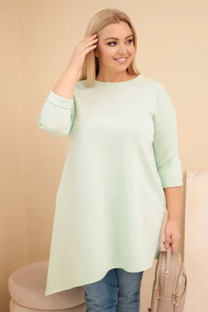 Moteriška Plus Size suknelė iš viskozės laisvo silueto ir ilgomis rankovėmis