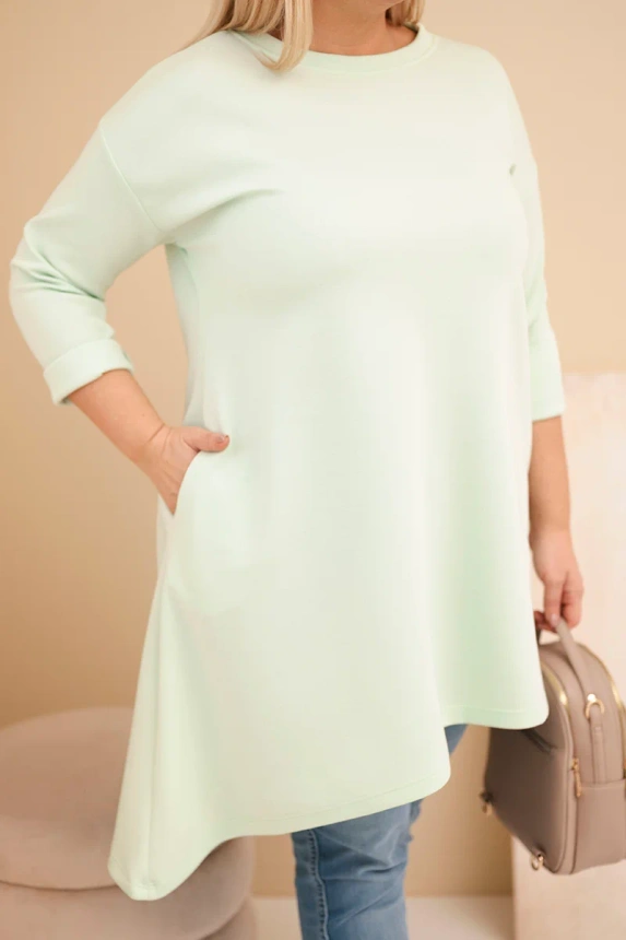 36899_4 Moteriška Plus Size suknelė iš viskozės laisvo silueto ir ilgomis rankovėmis - Image 4