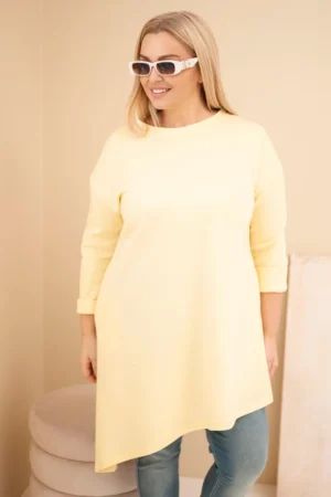 Moteriška suknelė Plus Size iš viskozės su laisvu siluetu ir ilgu rankoviu