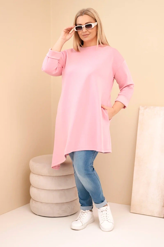 36903_1 Moteriška Plus Size suknelė iš viskozės laisvo silueto su ilgomis rankovėmis tamsus - Image 2