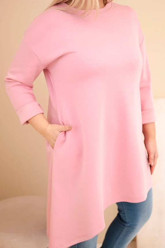 36903_4 Moteriška Plus Size suknelė iš viskozės laisvo silueto su ilgomis rankovėmis tamsus - Image 4