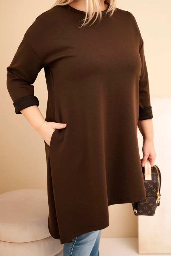 36904_4 Moteriška Plus Size suknelė iš viskozės su laisvu siluetu ir ilgomis rankovėmis - Image 4