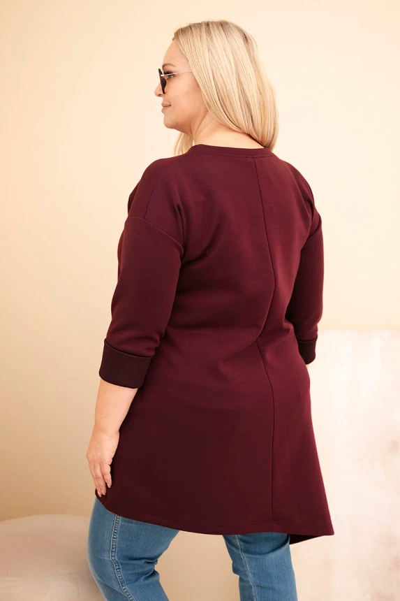 36906_2 Damska suknia Plus Size iš viskozės su laisvu siluetu ir ilgomis rankovėmis slyvų - Image 3