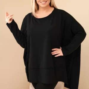 Moteriška tunika Plus Size iš medvilnės su asimetrišku apačia