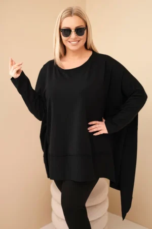 Moteriška tunika Plus Size iš medvilnės su asimetrišku apačia