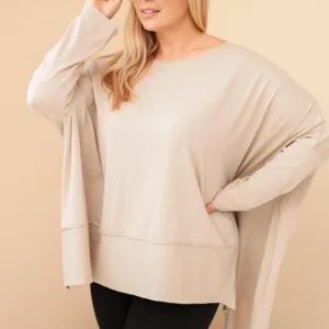 Moteriška tunika Plus Size iš medvilnės su asimetrišku apačia bežinė