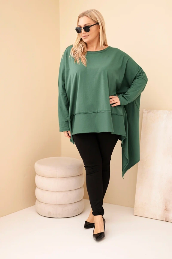 36912_1 Moteriška Plus Size tunika iš medvilnės su asimetriniu dugnu tamsiai - Image 2