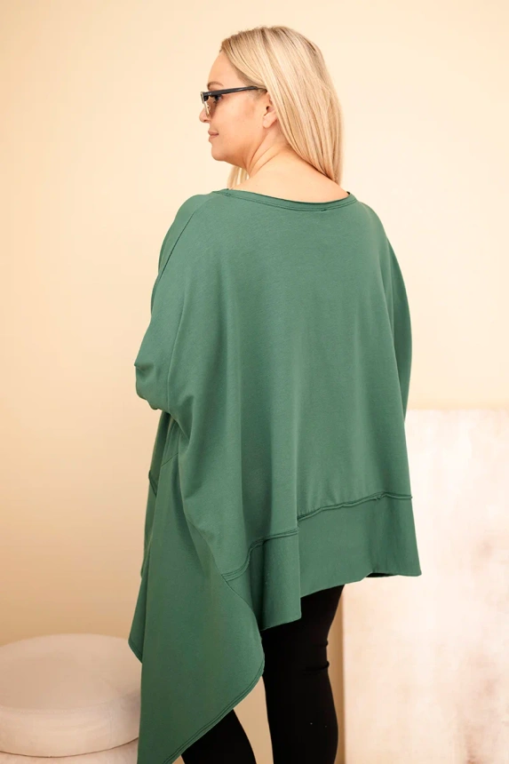 36912_2 Moteriška Plus Size tunika iš medvilnės su asimetriniu dugnu tamsiai - Image 3