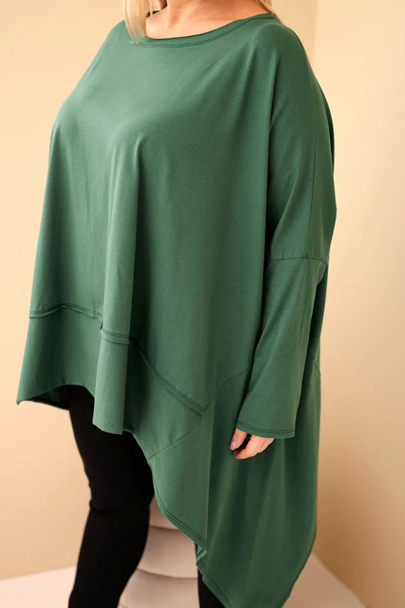 36912_3 Moteriška Plus Size tunika iš medvilnės su asimetriniu dugnu tamsiai - Image 4