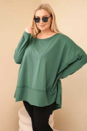 Moteriška Plus Size tunika iš medvilnės su asimetriniu dugnu tamsiai