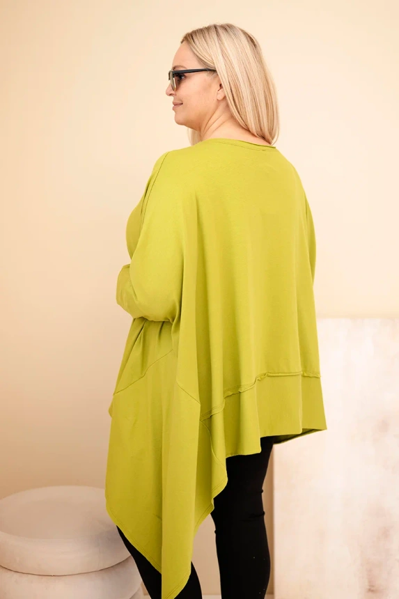 36913_2 Moteriška tunika Plus Size iš medvilnės su asimetriniu apačiu pistacijų - Image 4