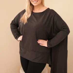 Moteriška tunika Plus Size iš medvilnės su asimetriniu apačia