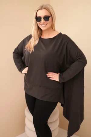 Moteriška tunika Plus Size iš medvilnės su asimetriniu apačia