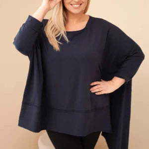 Moteriška tunika Plus Size iš medvilnės su asimetrine apačia