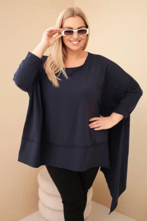 Moteriška tunika Plus Size iš medvilnės su asimetrine apačia