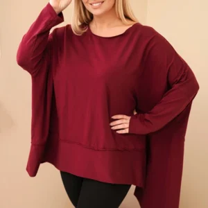 Moteriška tunika Plus Size iš medvilnės su asimetriniu apačia