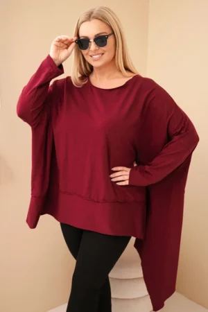 Moteriška tunika Plus Size iš medvilnės su asimetriniu apačia