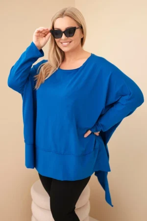 Moteriška tunika Plus Size iš medvilnės su asimetrišku apačiu chabrowa