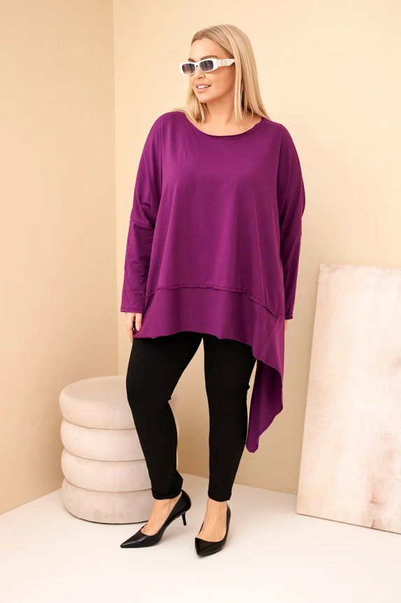 36918_1 Moteriška Plus Size tunika iš medvilnės su asimetriniu apačiu tamsiai - Image 2