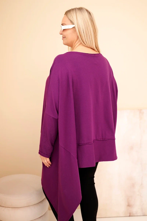 36918_2 Moteriška Plus Size tunika iš medvilnės su asimetriniu apačiu tamsiai - Image 3