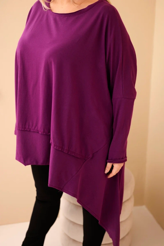 36918_4 Moteriška Plus Size tunika iš medvilnės su asimetriniu apačiu tamsiai - Image 4