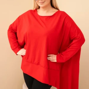 Moteriška tunika Plus Size iš medvilnės su asimetriniu apačia
