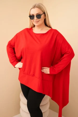 Moteriška tunika Plus Size iš medvilnės su asimetriniu apačia