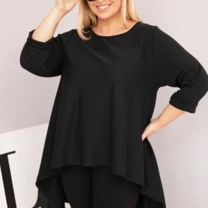 Moteriška Plus Size medvilninė tunika asimetrinio kirpimo