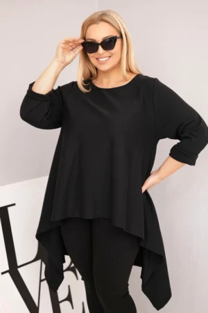 Moteriška Plus Size medvilninė tunika asimetrinio kirpimo