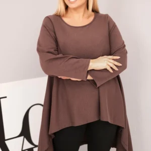 Moteriška Plus Size medvilninė tunika asimetrinio kirpimo