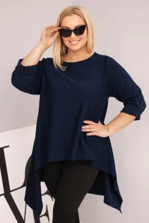 Moteriška Plus Size medvilninė tunika asimetriško kirpimo