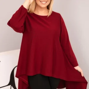 Moteriška Plus Size medvilninė tunika asimetrinio silueto